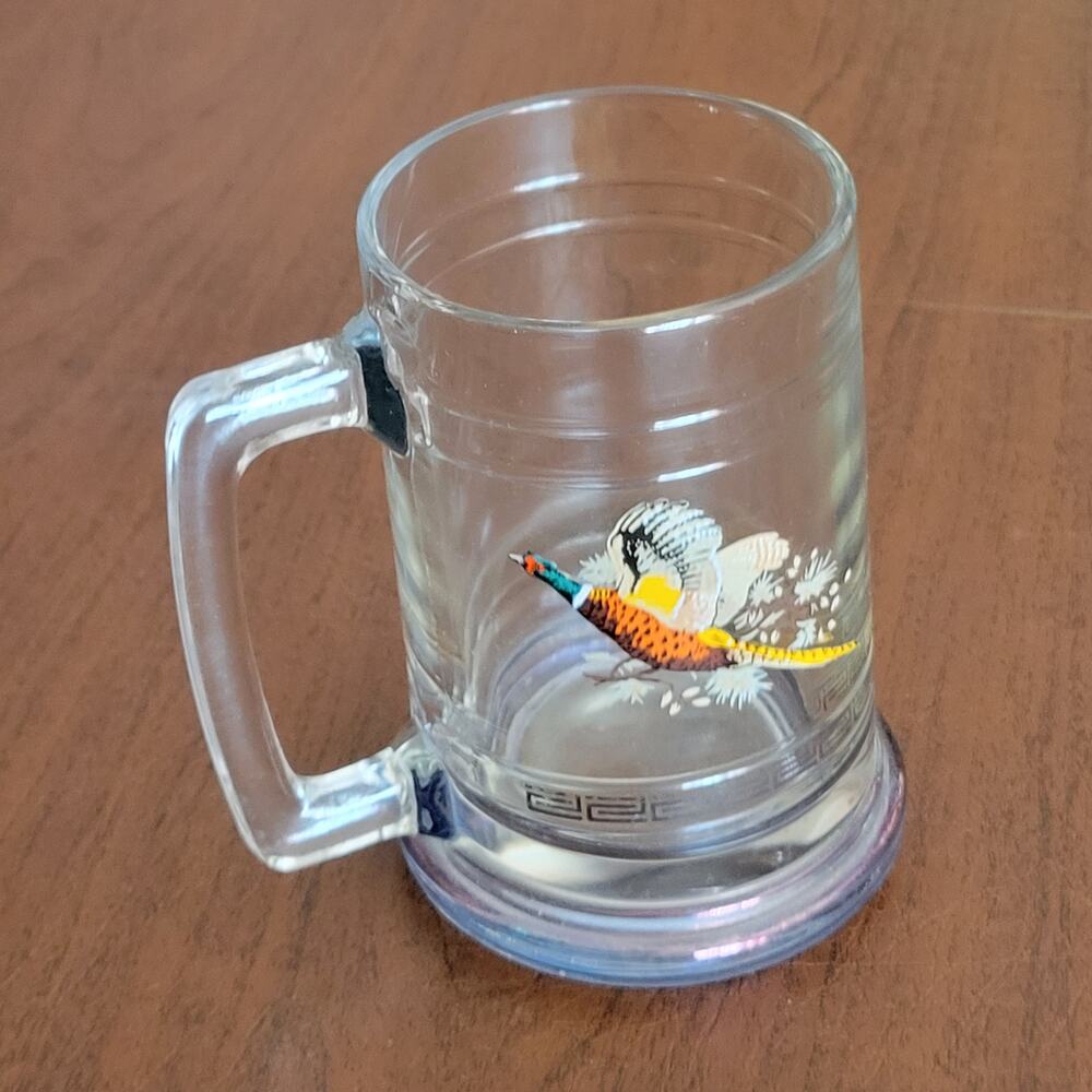 Vintage Princess House Colonial Pheasant Design Glass Beer Mug Steins